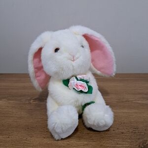 Russ Berrie & Co. 'Baby Blossom' Bunny Stuffed Animal 7" Cream Pink Vintage